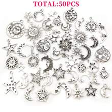 13/20/50PCS Craft Supplies Mixed Antique Silver Sun Moon Stars Charms Pendants For Crafting Jewelry Findings Making Accessory For DIY Necklace Bracelet(Random Mixed) - Antique Silver - View 3
