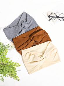 1/3/4 chiếc Băng đô thun trơn siêu rộng cho nữ, thoải mái khi khiêu vũ, tập yoga, chạy bộ - Nhiều màu - Xem 2