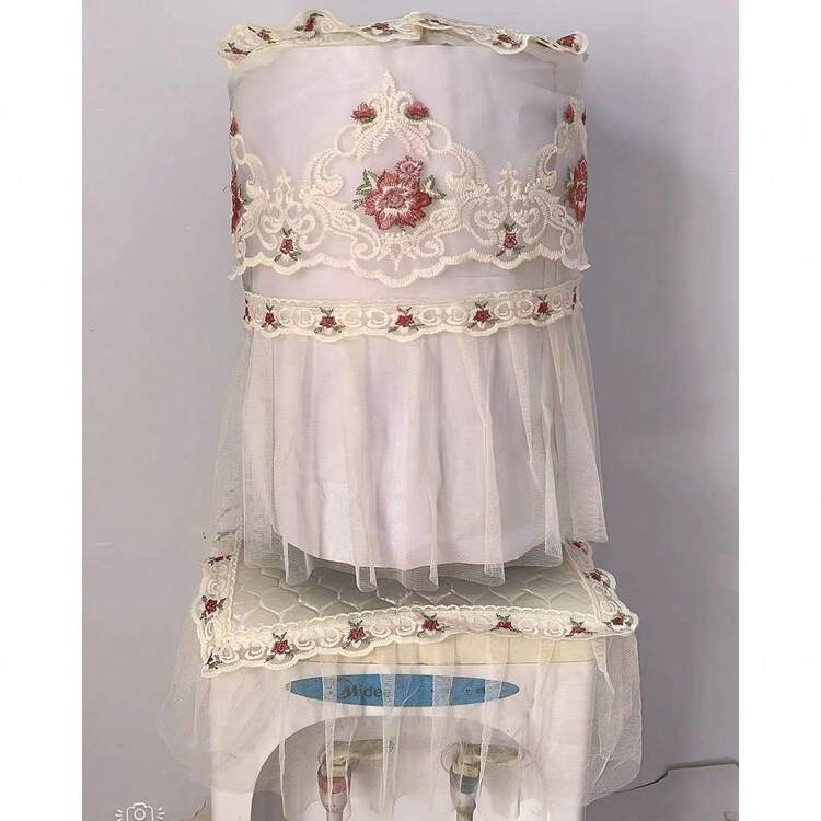 [Amante consorte] Cubierta de dispensador de agua de estilo coreano, funda de encaje protectora contra el polvo para la sala de estar, 1 pieza, bolsa, organizador, almacenamiento - Multicolor - Añade 5