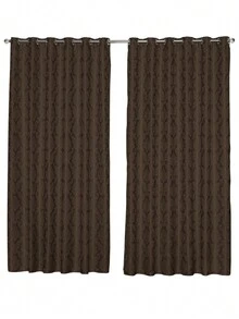 Jacquard Semi Blackout Curtain 4.00m X 2.70m Bedroom Living Room Office - Ideal 3 Meter Rod Semi Blackout - 棕色的 - 查看 3