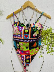 Belala Moda New Vest With Adjustable String And Print - Multicolor - View 3