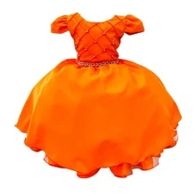 Children's Terracotta Dress With Ribbed Bust And Pearl Belt - 橘色 - 查看 1