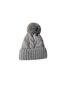 1pc New Knitted Winter Hat With Wide Brim, Fashion & Warm, Plain Color, Suitable For Teens & Women, Thermal Lined