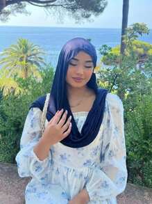 1 件柔软纯色头巾纯色长围巾阿拉伯针织头巾