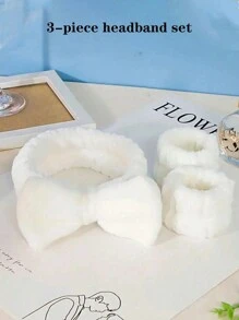 Bộ 3 Băng đô rửa mặt, Băng đô nơ, Vòng đeo tay, Băng đô rửa mặt, Băng đô & Vòng đeo tay, Băng đô mặt bông màu trơn, Băng đô vải nhung, Băng đô đàn hồi tập yoga Trang trí phòng tắm gia đình Mùa hè - Nhiều màu - Xem 10