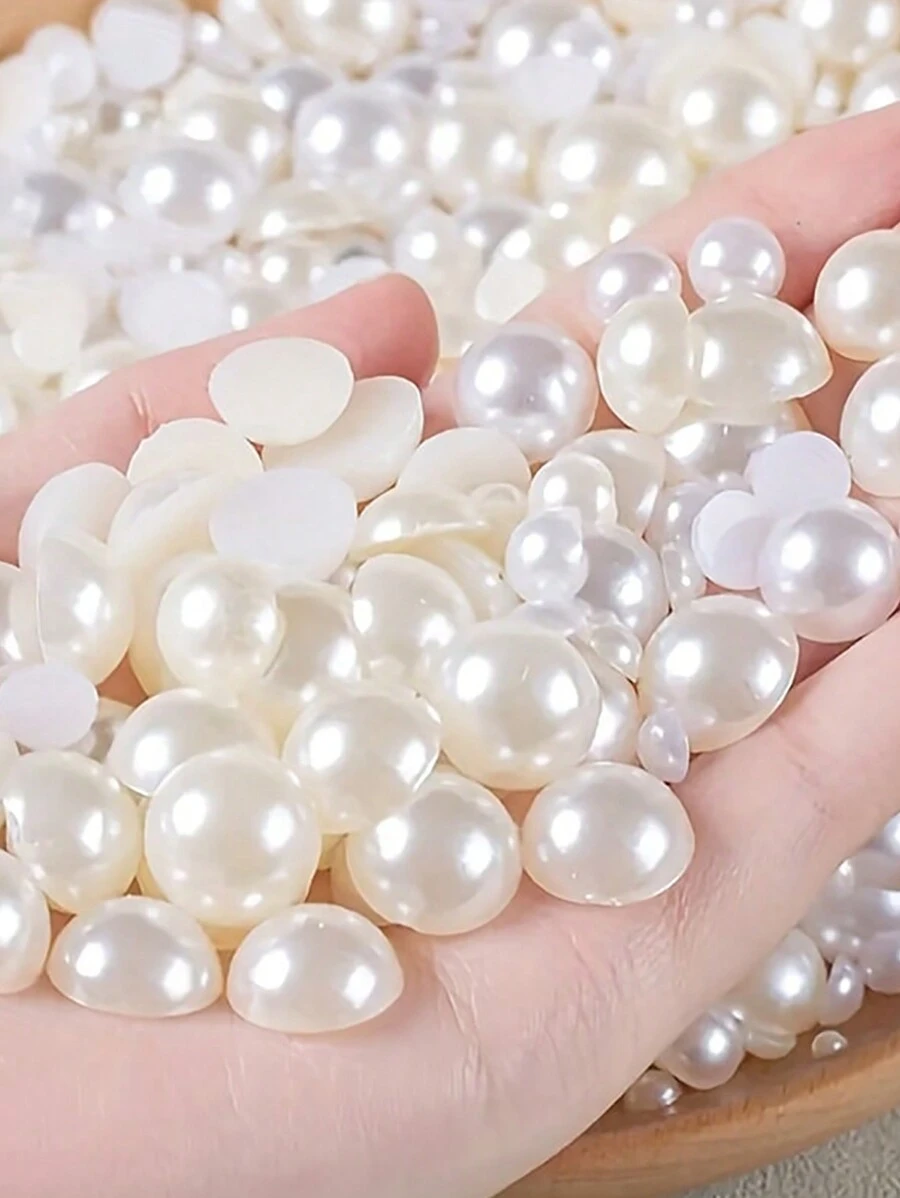 1000-100pcs Large Acrylic Half Round Flat Back Beads - Ideal For Jewelry Making, DIY Shoes, Wedding Decorations, And Small Business Supplies - Durable, Versatile, And Easy To Use - Multicolor - View 1