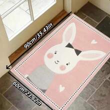 1 块粉色兔子创意图案地毯，质地光滑，适合客厅、卧室、床边地毯，可洗防滑，适用于客厅、卧室、书房、餐厅、家庭办公室、入口室内装饰地毯 - 粉色 - 查看 11