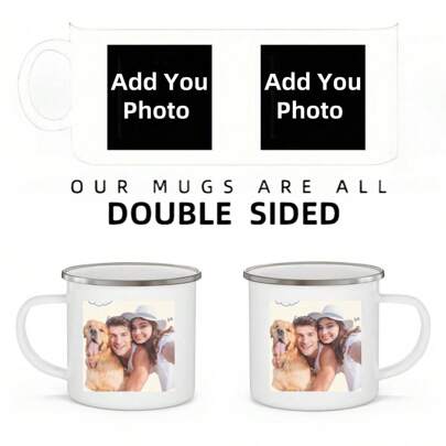 1PC Custom Photo Enamel Mug Coffee Mug Personalized Mug Picture Boyfriend Girlfriend Anniversary Photo Best Friend Thanksgiving Christmas Gift Holiday Gift Easy To Clean, Exquisite,High-Quality Custom,Personalized,Unique Ideal Gifts For Her Her,Boyfriend,Girlfriend,Dad,Mom,Family,Friends,Son,Daughter,School Students,Workers,Kids School,Home,Office,Festive Calendar