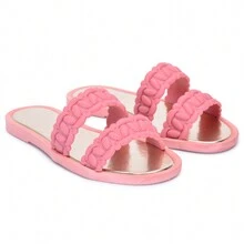 Sandalia feminina slide papete duas tiras metalizada + bolsa transversal balada