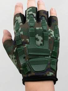 户外骑行运动健身半指手套，适合骑自行车、骑摩托车和滑雪，黑色手套 - 黑色 - 查看 11