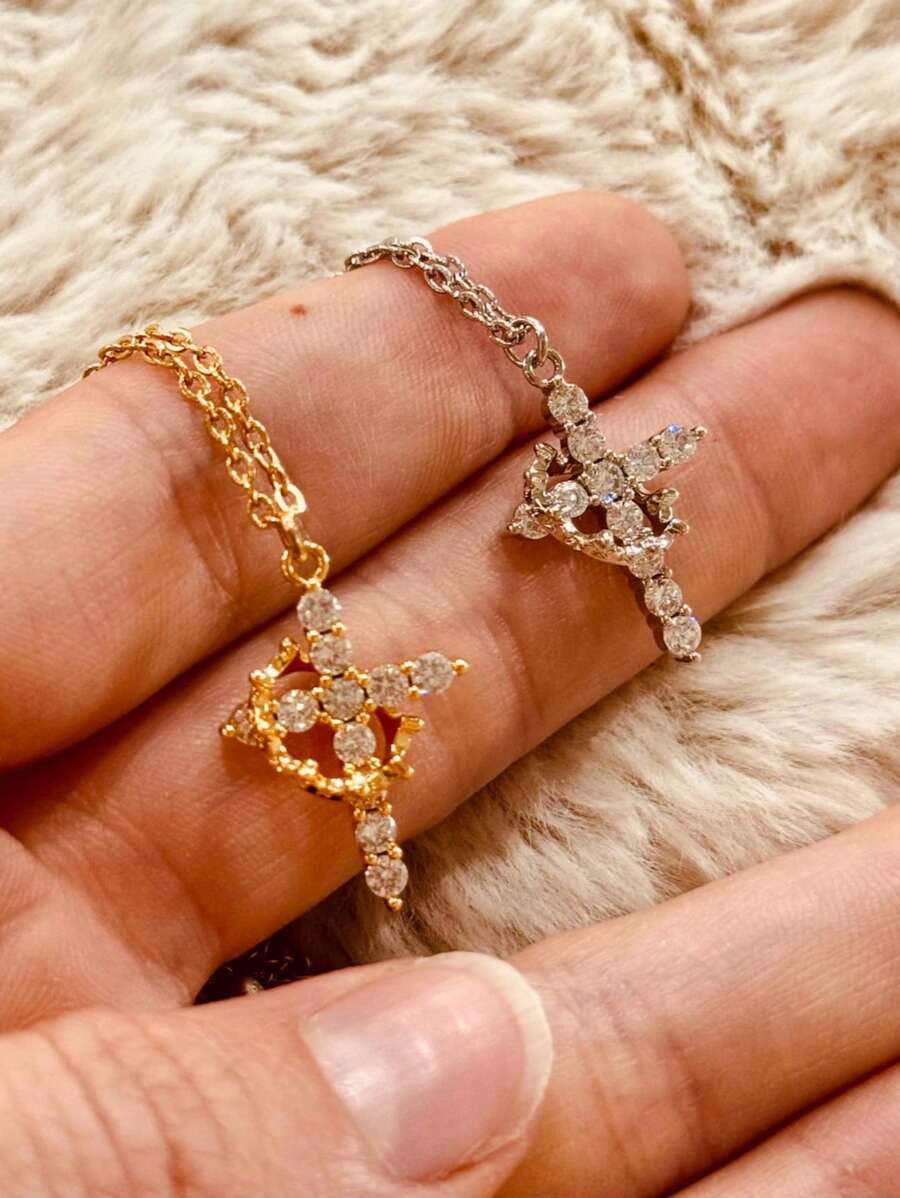 Tsnamer 1 件基督教皇冠吊坠项链，适合女士日常佩戴和送礼 - 适合所有季节，是圣诞节情人节、妈妈、母亲、母亲节、礼物的理想选择