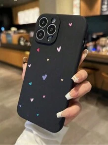 Étui de protection pour téléphone coloré, peint en forme de cœur perforé, antichoc et doux, compatible avec 16/16 Pro/16 Pro Max/15 XR/7/8/15/16 Pro/12 Pro Max/13 Pro Max/14 Pro Max/16 Pro Max 13 14 11 12p 14 P11 P12 P12, XS XR 78 P 78, Galaxy, série Redmi, étanche, anti-chute, résistant aux rayures - Multicolore - Voir 4