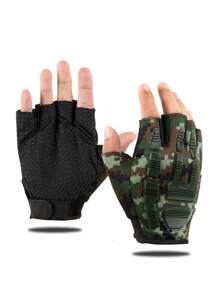 户外骑行运动健身半指手套，适合骑自行车、骑摩托车和滑雪，黑色手套 - 黑色 - 查看 6