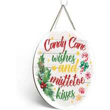 圣诞节木质标牌，新年快乐木匾，彩色圣诞快乐冬季假期主题挂门墙艺术用品，适用于家庭窗户装饰 - 彩色 - 查看 3