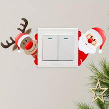 1 件装圣诞节麋鹿圣诞老人卡通墙贴适用于卧室客厅装饰 - 多色 - 查看 1