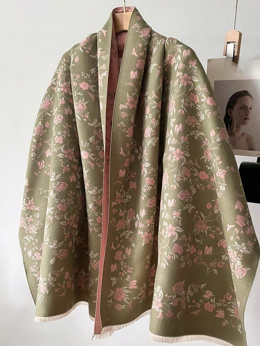 1 chiếc khăn choàng cổ ấm áp bằng vải jacquard giả lông cừu cho nữ, thích hợp sử dụng hàng ngày, mùa thu/đông - Nhiều màu - Xem 1