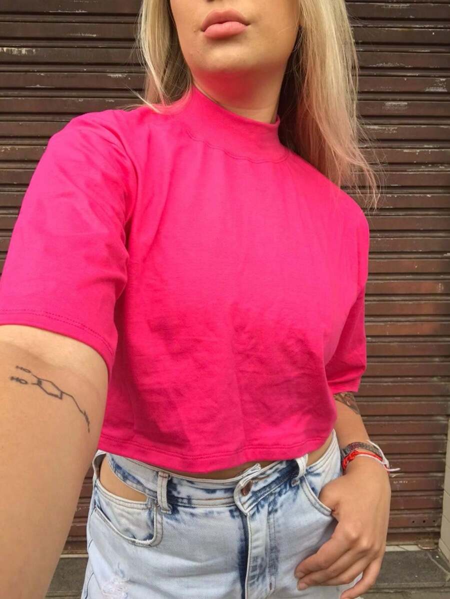 Cropped cores novas de moda feminina