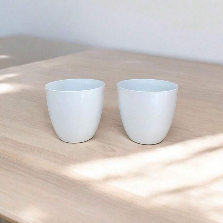 White Round Plastic Vase 8x8cm For Plants Decorative Arrangements - 彩色 - 查看 1