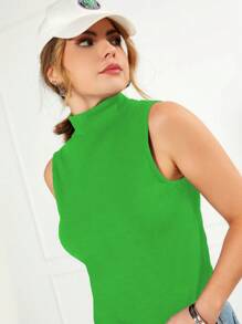 K&K FASHION High Neck Tank Top With Cutouts - 綠色 - 查看 1