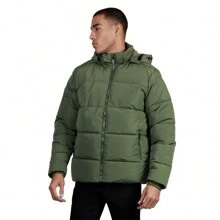 Chamarra Para Caballero Gruesa Con Gorro Desmontables Rock Sugar - Verde Oliva - Ver 1