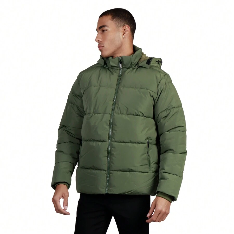 Chamarra Para Caballero Gruesa Con Gorro Desmontables Rock Sugar - Verde Oliva - Ver 1