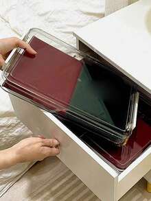 1 hộp lưu trữ đa năng, hộp lưu trữ trong suốt gia dụng, hộp lưu trữ tài liệu PET, sổ đăng ký kết hôn dữ liệu văn phòng, hộp lưu trữ giấy tờ hộ chiếu bất động sản, vật dụng lưu trữ tại nhà ký túc xá văn phòng - Trong sáng - Xem 2