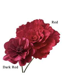 Grande Flor de Peônia de Veludo Simulado, Flor Artificial para Casamento, Decoração de Vitrine, Estúdio Fotográfico, Rosa Burgundy Artificial, Dia dos Namorados, Presente