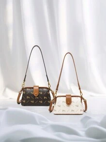 时尚复古轻便多功能奢华印花单肩包，适合女士/女孩、办公室、商务旅行、通勤、郊游、手提包、斜挎手机钱包 - 彩色 - 查看 1