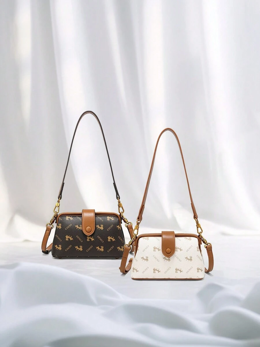 时尚复古轻便多功能奢华印花单肩包，适合女士/女孩、办公室、商务旅行、通勤、郊游、手提包、斜挎手机钱包 - 彩色 - 查看 1