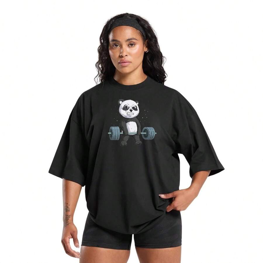 Oversized Streetwear T-Shirt Comfortable Style For Activities - màu đen - Xem 1