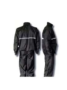 Adult Men's Women's Motorcycle Raincoat Full Set With Signal Strip And Hood - màu đen - Xem 3