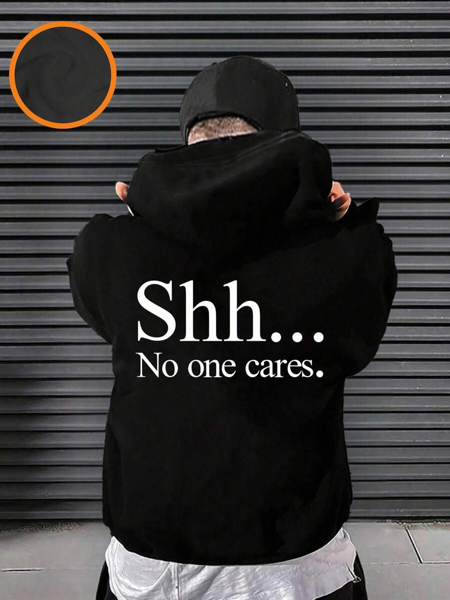 Tween Boy Funny Print Hooded Fleece Pullover Sweatshirt , Autumn/Winter - Black - View 1