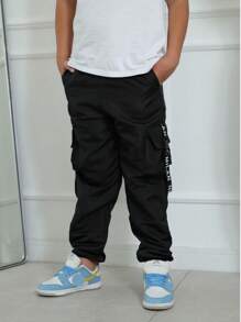 KIT 3 Jogger Pants For Kids, Boys, Youth, Boys, Cargo Pants, 4 Colors, 4 Pockets, Autumn, Winter, Black, Military Green, Red, Christmas, Beige - 彩色 - 查看 2
