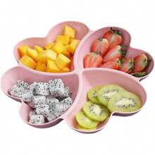 1 件開胃菜拼盤,不易碎的薯片和蘸醬分隔盤,4 格心形托盤,適合堅果、糖果、乾果、沙拉、零食 - 粉色 - 查看 15