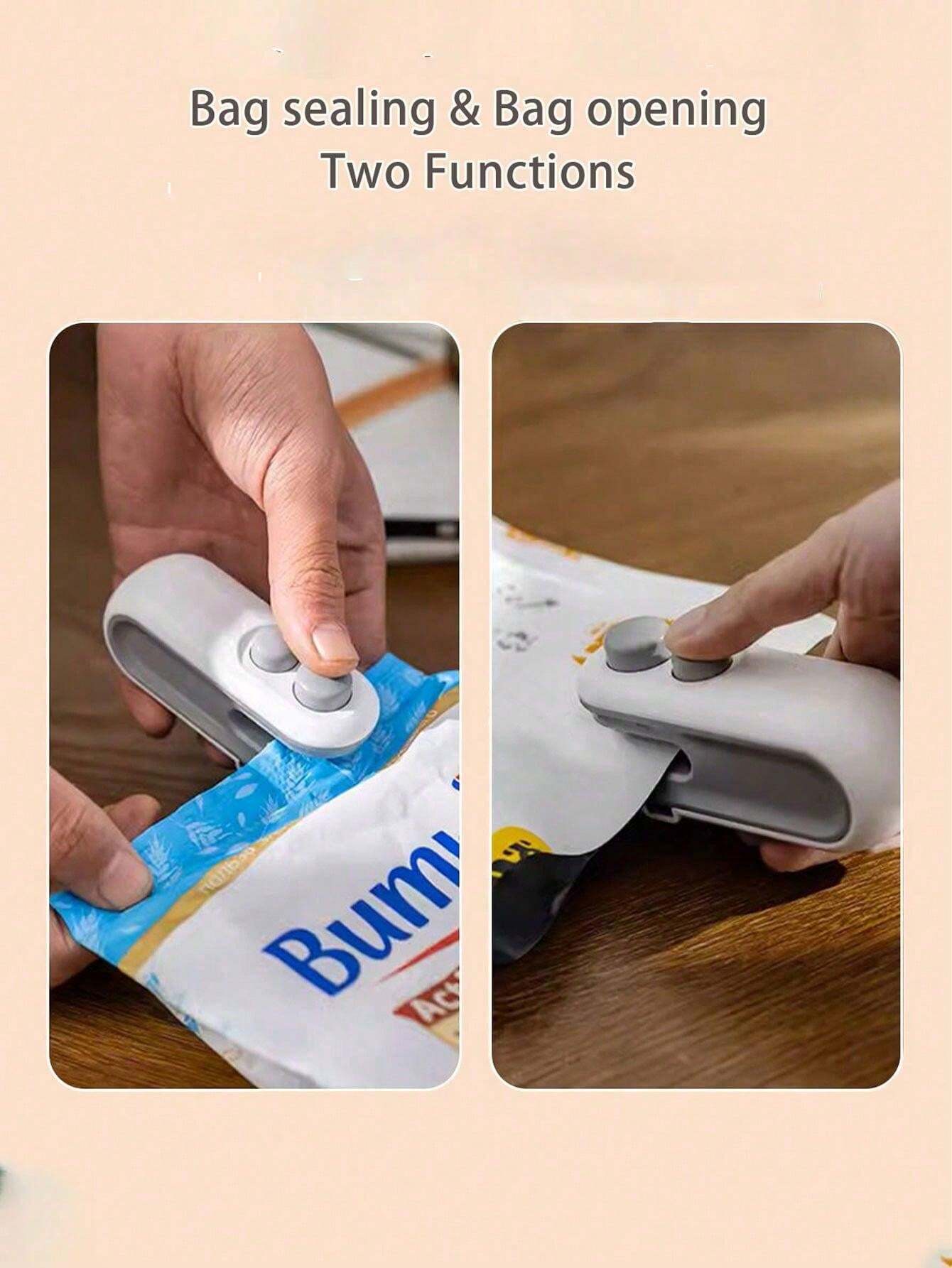 Mini Rechargeable 2In1 Bag Sealer With Cutter Blade, Plastic Bag Heat