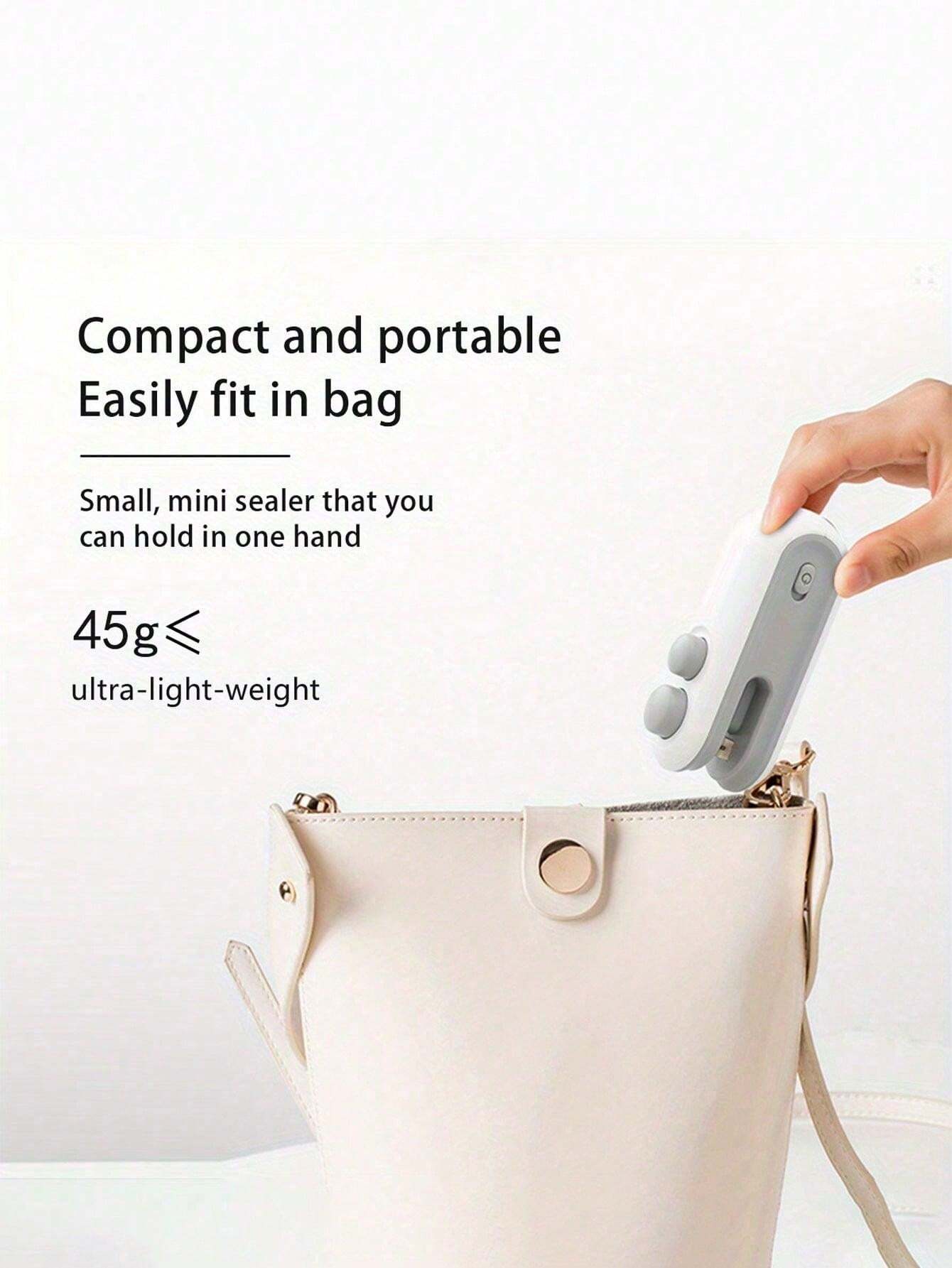 Mini Rechargeable 2In1 Bag Sealer With Cutter Blade, Plastic Bag Heat