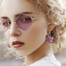 1 Pair Wooden Earrings - Unique Overlapping Leopard Print, Vibrant Pink Heart Sunflower, Geometric Drop Earrings With Elegant Charming Style - Perfect Holiday Party Gift For Couples, Friends, Or Family Members Valentines,Mom,Mother,Mother's Day,Gift