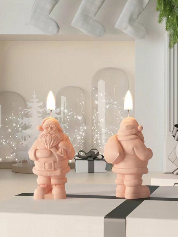 1pc New Silicone Standing Santa Claus Candle Mold, DIY Holiday Gift, Christmas Scented Candle, Home Decor Aroma Stone Diffuser Silicone Mold