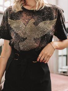 Blouse T-Shirt Divine Holy Spirit Faded With Shiny Rhinestones Cotton Mesh - Nhiều màu - Xem 3