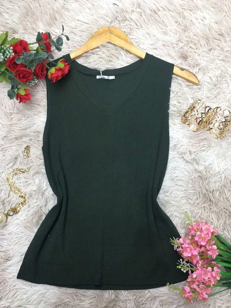 Plus Imported Modal Regatta. V-Neck. - 軍綠色 - 查看 1