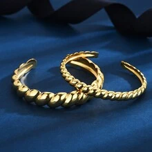 1 chiếc vòng tay xoắn ốc mạ đồng 18K thanh lịch theo phong cách Châu Âu & Mỹ, phù hợp cho phụ nữ, đeo hàng ngày, dự tiệc, quà tặng ngày lễ tình nhân - vòng đeo tay - Xem 2