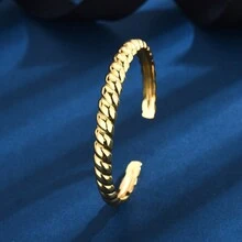 1 chiếc vòng tay xoắn ốc mạ đồng 18K thanh lịch theo phong cách Châu Âu & Mỹ, phù hợp cho phụ nữ, đeo hàng ngày, dự tiệc, quà tặng ngày lễ tình nhân - vòng đeo tay - Xem 5
