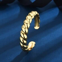 1 chiếc vòng tay xoắn ốc mạ đồng 18K thanh lịch theo phong cách Châu Âu & Mỹ, phù hợp cho phụ nữ, đeo hàng ngày, dự tiệc, quà tặng ngày lễ tình nhân - vòng đeo tay - Xem 4