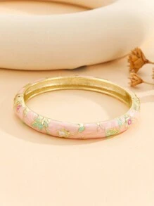 1 chiếc vòng tay mạ vàng Cloisonne nhỏ giọt dầu dành cho nữ - Hồng - Xem 4