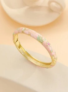 1 chiếc vòng tay mạ vàng Cloisonne nhỏ giọt dầu dành cho nữ - Hồng - Xem 3