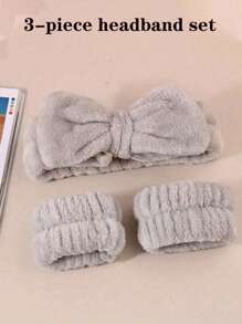 Bộ 3 Băng đô rửa mặt, Băng đô nơ, Vòng đeo tay, Băng đô rửa mặt, Băng đô & Vòng đeo tay, Băng đô mặt bông màu trơn, Băng đô vải nhung, Băng đô đàn hồi tập yoga Trang trí phòng tắm gia đình Mùa hè - Nhiều màu - Xem 18