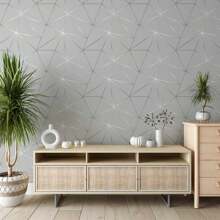 Grey Geometric Adhesive Wallpaper - Xám - Xem 4