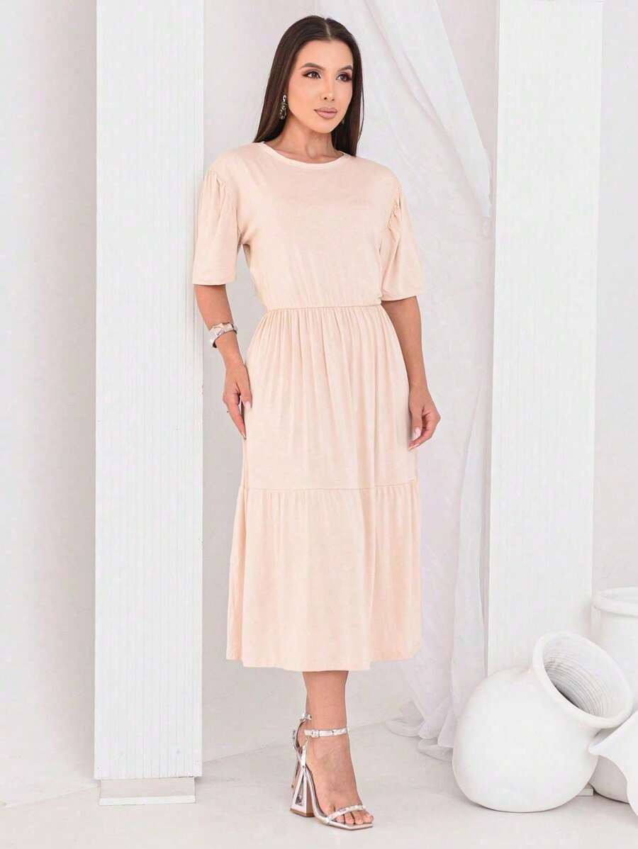 Milimetrica Comfortable Mesh Midi Dress Luxury Modest Fashion Evangelical - 米色 - 查看 1