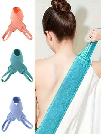 1 件双面去角质背部擦洗毛巾 - 男女通用长沐浴刷 | 无需电池 | 非常适合身体清洁和水疗使用，去角质沐浴手套，身体刷，水疗泡沫身体按摩，双面去角质和清洁工具