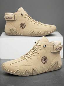 CLOHOO CLOHOO Brand Handmade Stitched 8-Eyelet Men's Ankle Boots, Men's High-Top Leather Motorcycle Boots